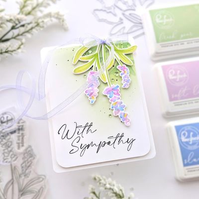PinkFresh Studio - Gentle Greetings &amp; Greenery - Thinking Of You -  Stencil - 263524 - 4pcs