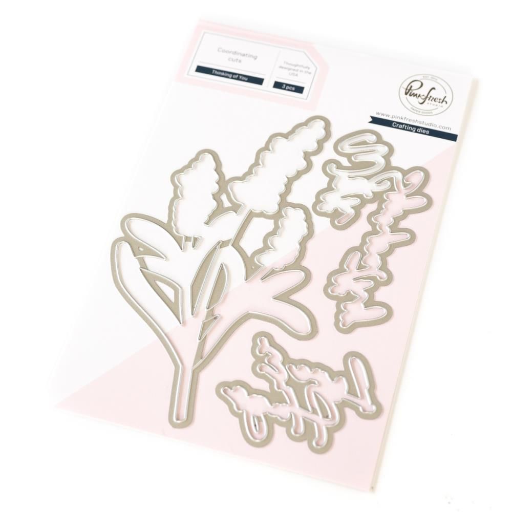 PinkFresh Studio - Gentle Greetings &amp; Greenery - Thinking Of You -  Die - 263424 - 3pcs