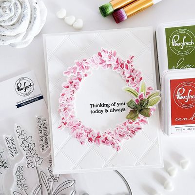PinkFresh Studio - Gentle Greetings &amp; Greenery - Thinking Of You -  Clear Photo Polymer Stamp - 4" x 6" - 263324 - 7pcs