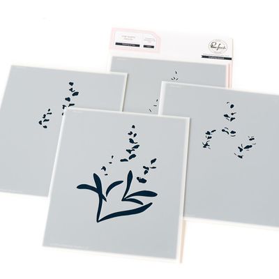 PinkFresh Studio - Gentle Greetings &amp; Greenery - Thinking Of You -  Stencil - 263524 - 4pcs