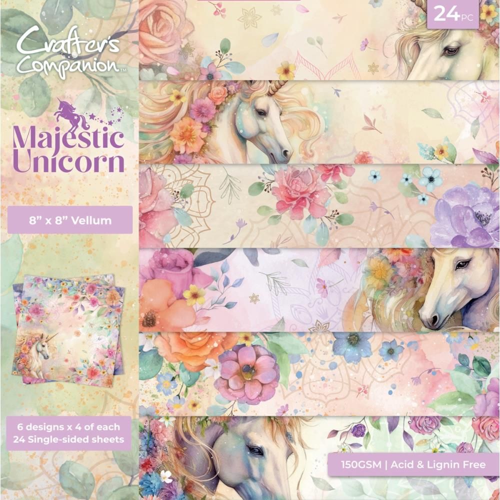 Crafters Companion - Majestic Unicorn Collection - Vellum Pad - 8 x 8 - MUVELPAD - 24 sheets