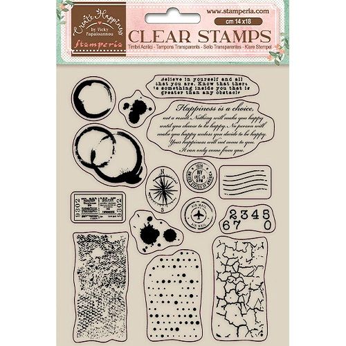 Stamperia - Create Happiness Collection - Designed By Vicki Papaioannou - Clear Polymer Stamp Set - Backgrounds - 6&quot; x 8&quot;-WTK160