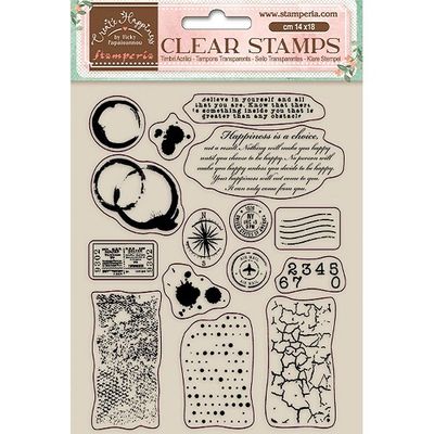 Stamperia - Create Happiness Collection - Designed By Vicki Papaioannou - Clear Polymer Stamp Set - Backgrounds - 6&quot; x 8&quot;-WTK160