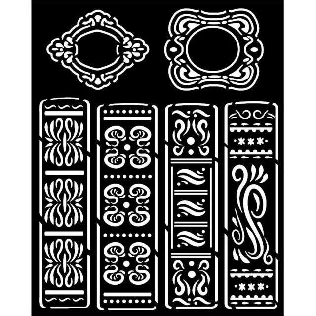 Stamperia - Vintage Library Collection - Stencil - Books - 7&quot; x 7&quot; - KSTDQ-134