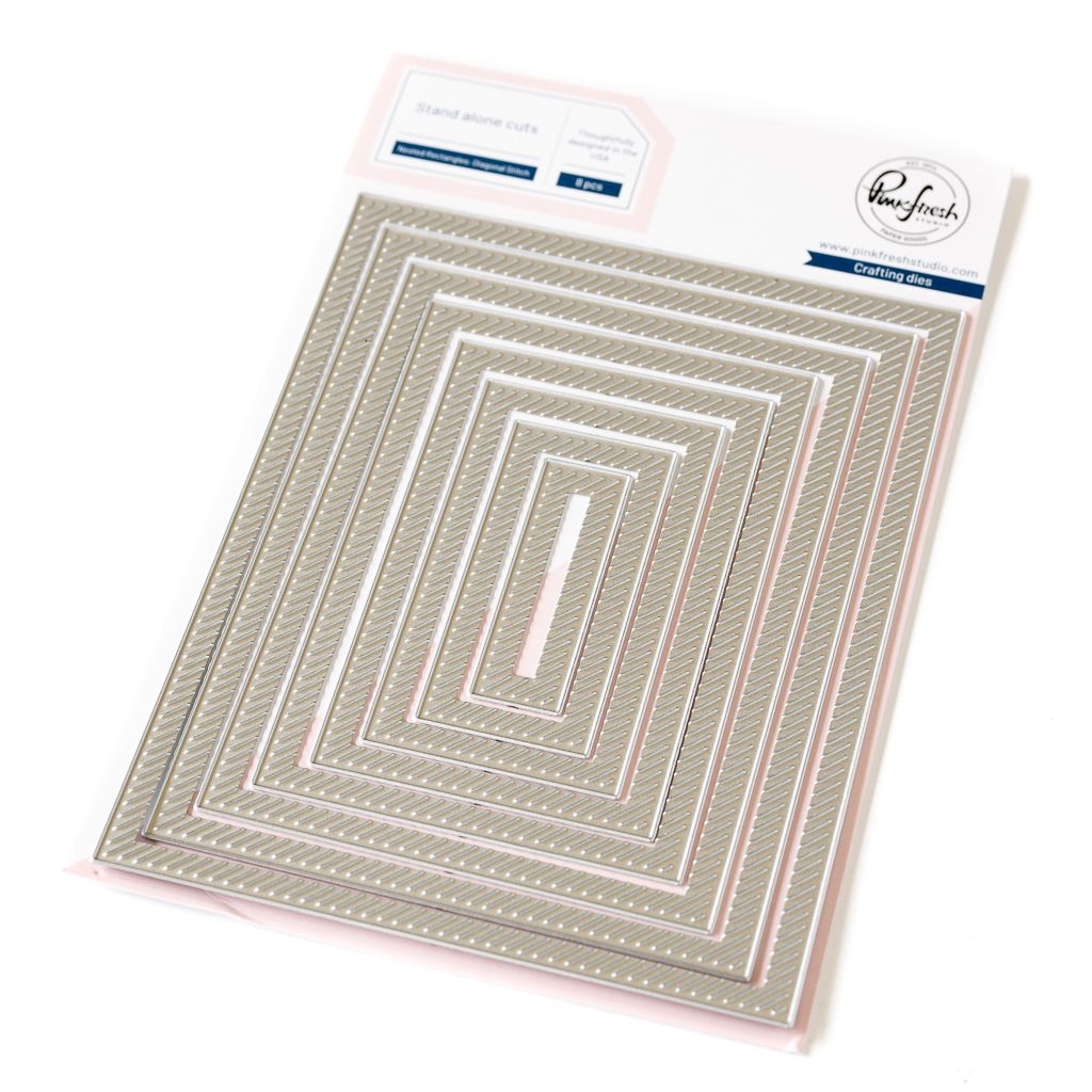PinkFresh Studio - Essentials Collection - Die Set - Nested Rectangles - Diagonal Stitch - PF169ES - 8 pcs