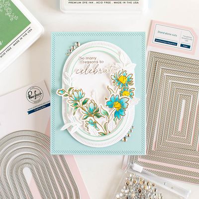PinkFresh Studio - Essentials Collection - Die Set - Nested Rectangles - Diagonal Stitch - PF169ES - 8 pcs