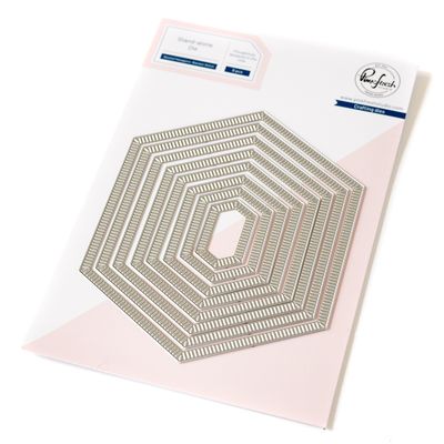 PinkFresh Studio - Essentials Collection - Die Set - Nested Hexagon - Blanket Stitch - PF172ES - 8pcs