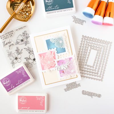 PinkFresh Studio - Essentials Collection - Die Set - Nested Rectangles - Postage Edge - PF175ES - 5 pcs