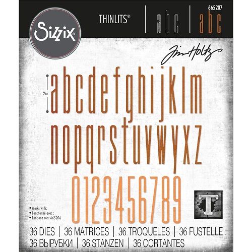 Sizzix &amp; Tim Holtz - Thinlits - Die - Alphanumeric Stretch Lower - 665207 - 36 pcs