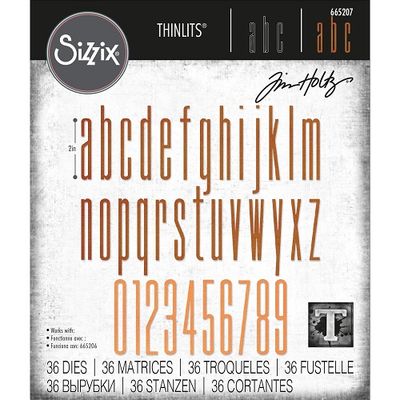 Sizzix &amp; Tim Holtz - Thinlits - Die - Alphanumeric Stretch Lower - 665207 - 36 pcs