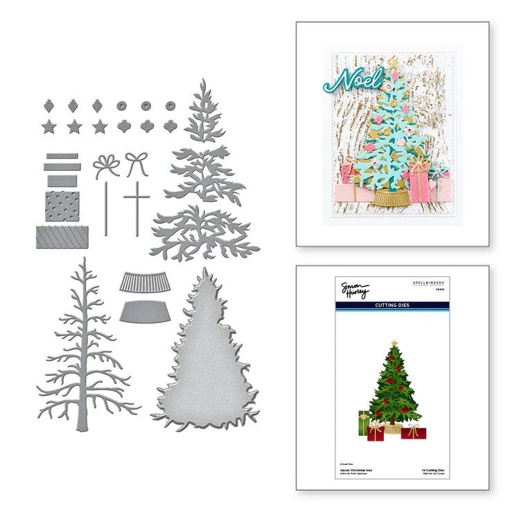 Spellbinders Paper Arts &amp; Simon Hurley Creates - Etched Dies - Timeless Trees Collection - Classic Christmas Trees - S5-665 - 14 pcs