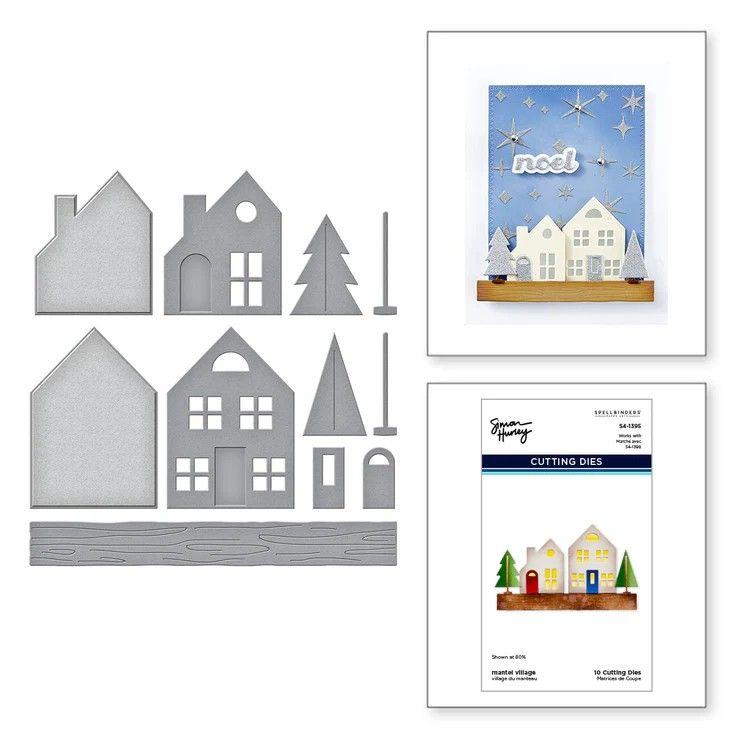 Spellbinders Paper Arts &amp; Simon Hurley Creates - Etched Dies - Timeless Trees Collection - Mantel Village - S4- 1395 - 10 pcs
