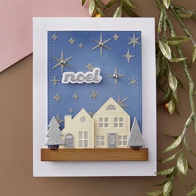 Spellbinders Paper Arts &amp; Simon Hurley Creates - Etched Dies - Timeless Trees Collection - Mantel Village - S4- 1395 - 10 pcs