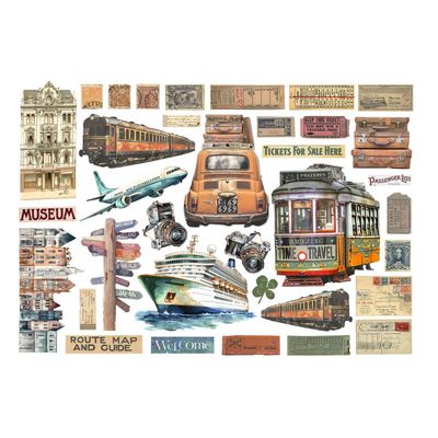 Stamperia - Art of Travelling Collection - Ephemera - Self Adhesive Die Cuts - DFLCT58