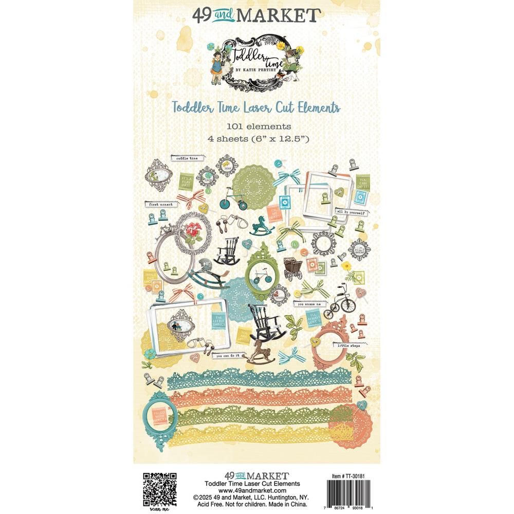 49 &amp; Market - Toddler Time Collection - Laser Cut - Elements - TT30181 - 6&quot; x 12&quot; - 3 sheets