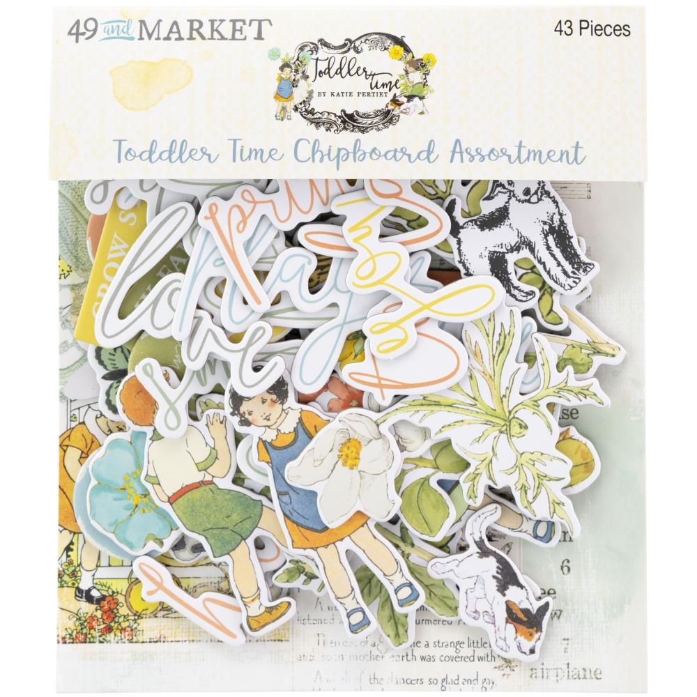 49 &amp; Market - Toddler Time Collection - Mixed Chipboard Set - TT30211 - 43 pcs
