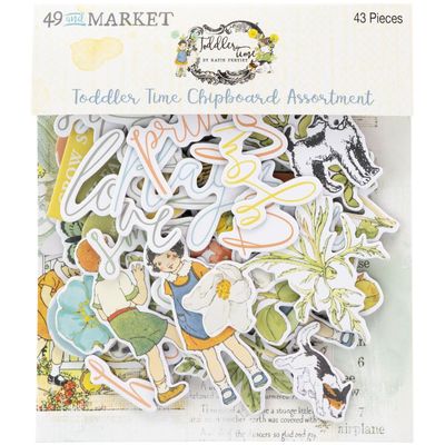 49 &amp; Market - Toddler Time Collection - Mixed Chipboard Set - TT30211 - 43 pcs