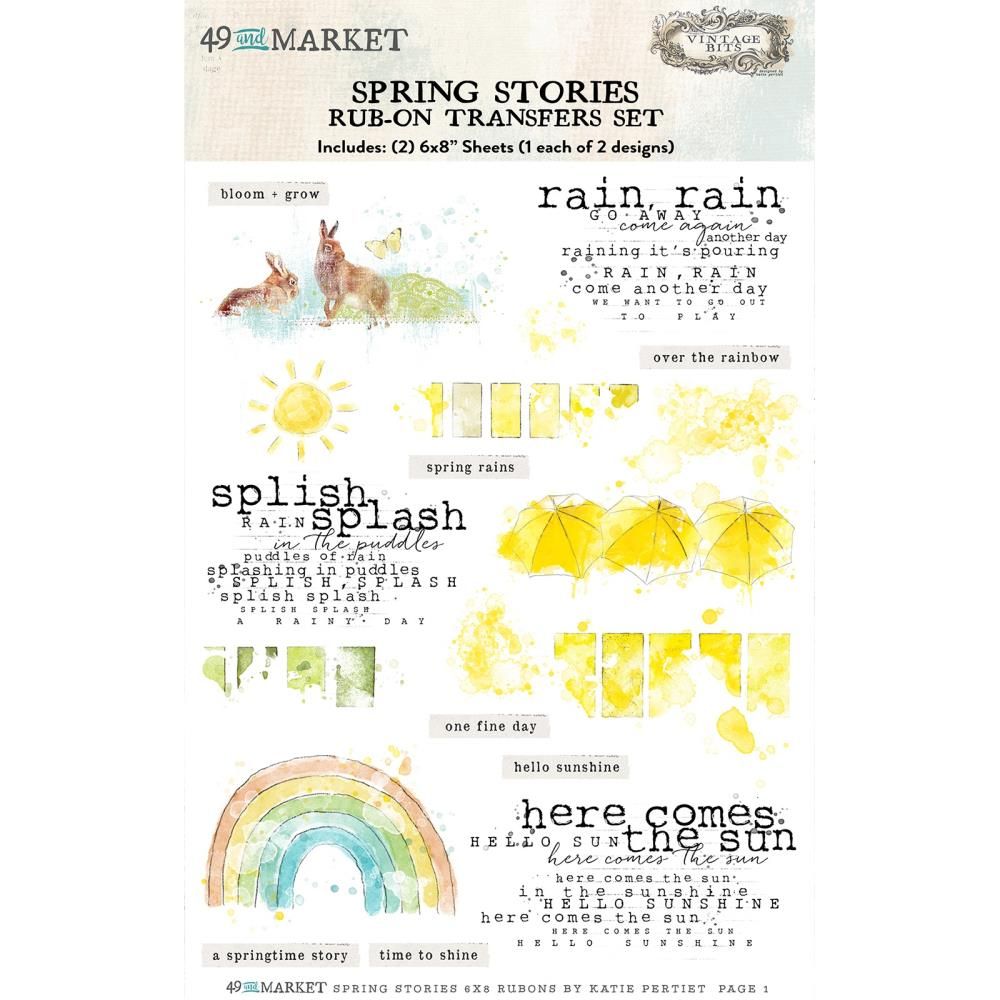 49 &amp; Market - Vintage Bits - Rub On Transfer Set - Spring Stories - 6&quot; x 8&quot; - SS29918