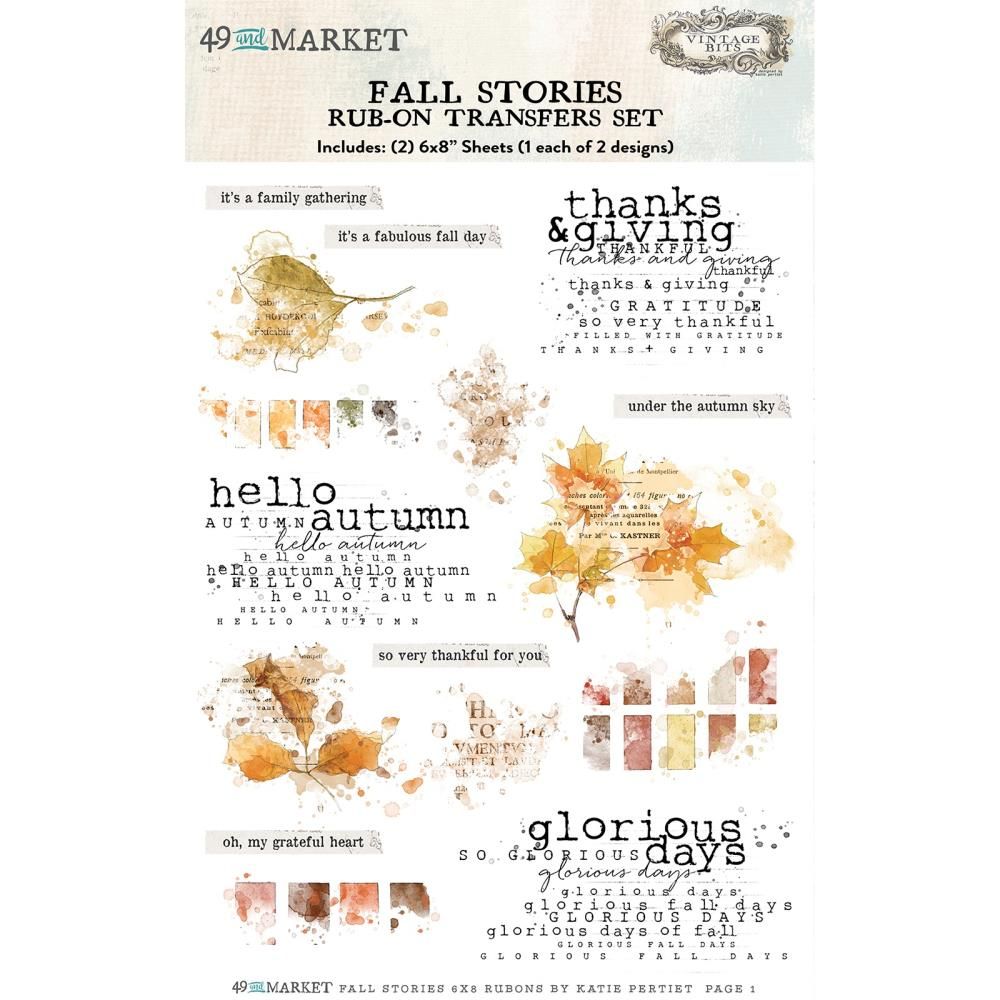 49 &amp; Market - Vintage Bits - Rub On Transfer Set - Fall Stories - 6&quot; x 8&quot; - SS29932