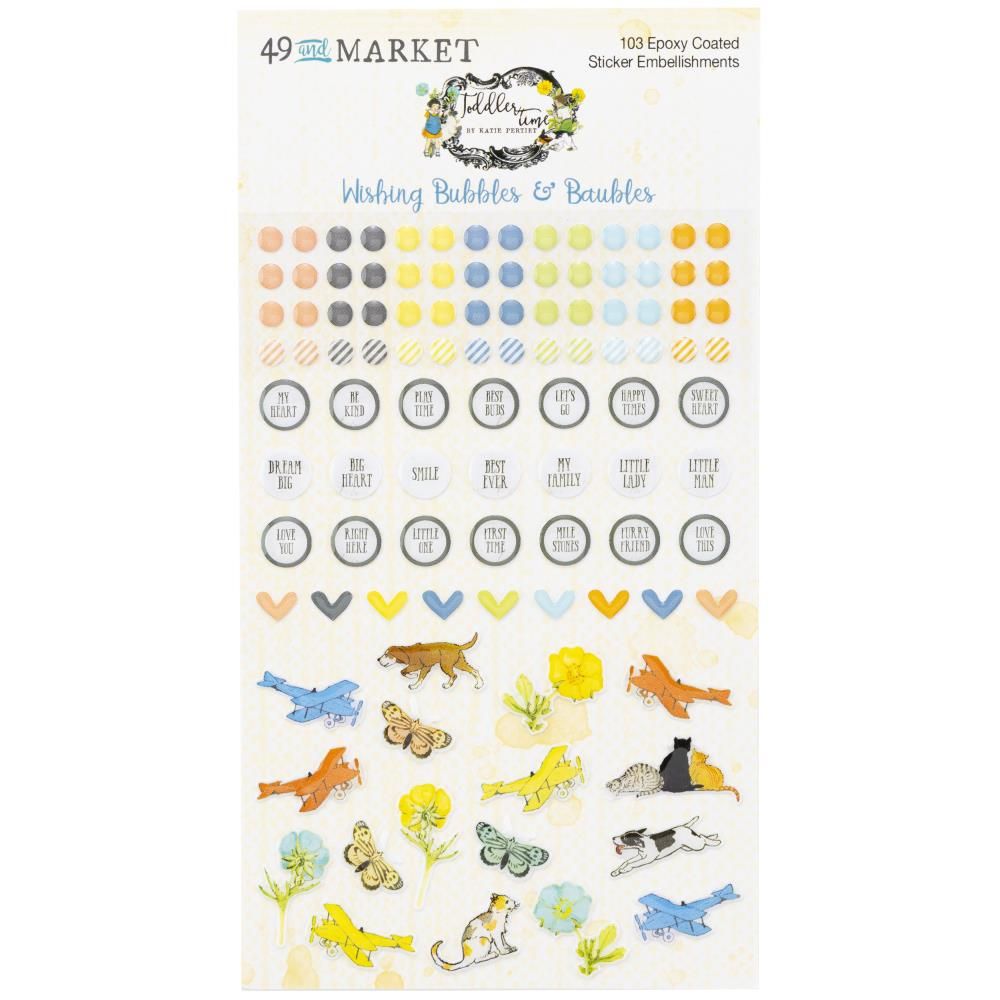 49 &amp; Market - Toddler Time Collection - Wishing Bubbles - Epoxy Stickers - TT30228 - 104 pcs