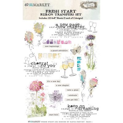 49 &amp; Market - Vintage Bits - Rub On Transfer Set - Fresh Start- 6&#39; x 8&quot; - SS29246