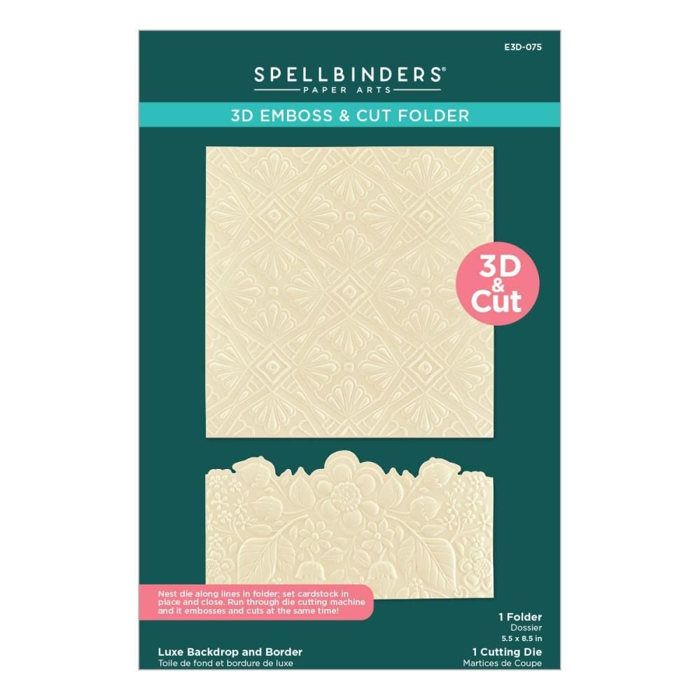 Spellbinders Paper Arts - 3D Emboss /Die Cut Set - Mirrored Arch Collection - Luxe backdrop &amp; Border - E3D-075 - 2 pcs