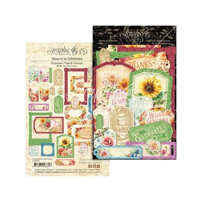 Graphic 45 - Season To Celebrate Collection - Chipboard Tags &amp; Frames - G4502957 - 30pcs