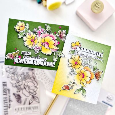 PinkFresh Studio - Beautiful Life Collection - Butterflies in Bloom - Die Set - 265025 - 3pcs