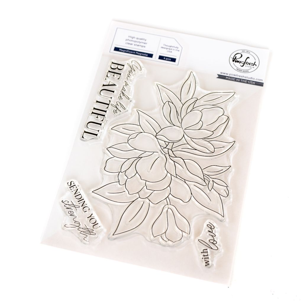PinkFresh Studio - Beautiful Life Collection - Magnificent Magnolia - Clear Polymer Stamp - 4&quot; x 6&quot; - 265725 - 4 pcs