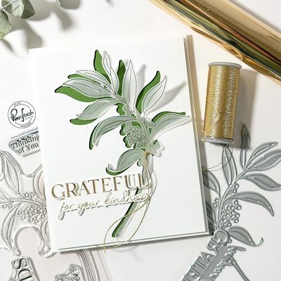 PinkFresh Studio - Beautiful Life Collection - Grateful Greenery - Press Plate -  265625 - 4pcs