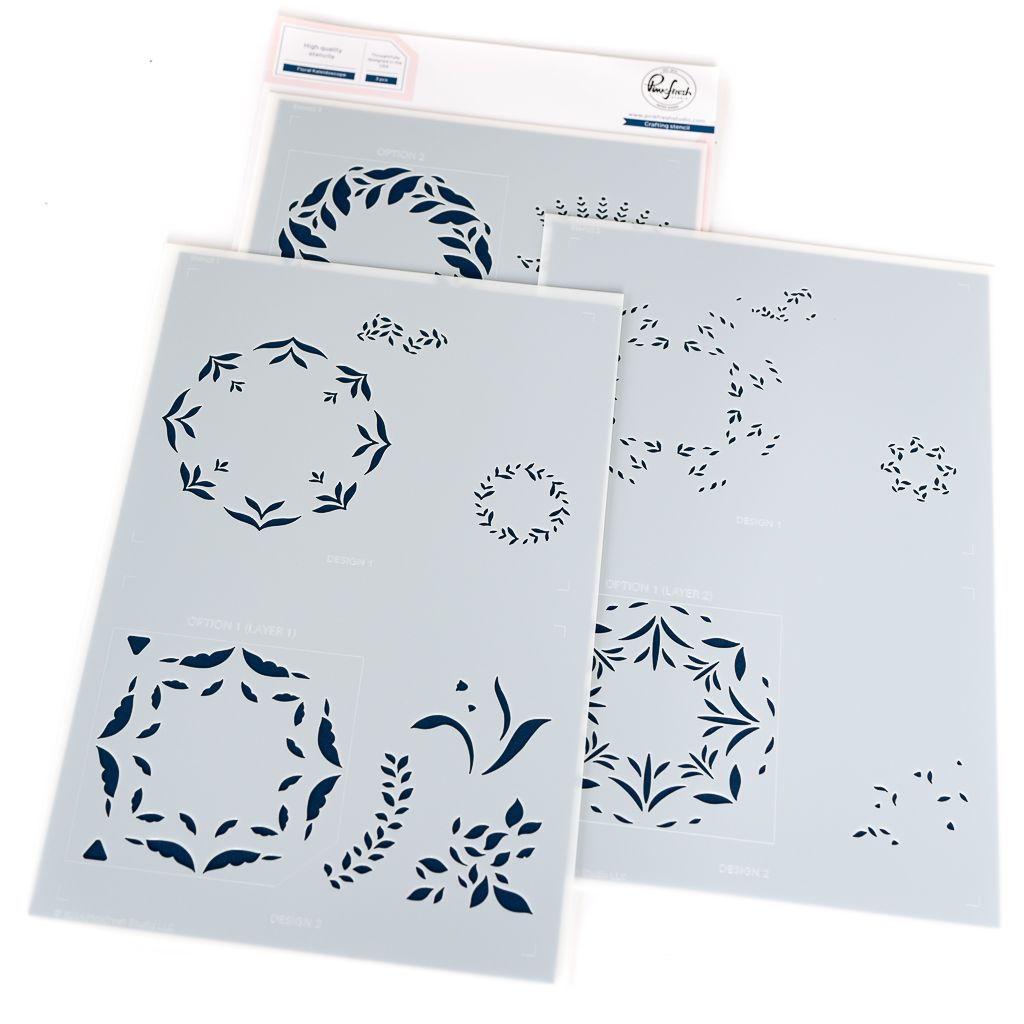 PinkFresh Studio - Beautiful Life Collection - Floral Kaleidoscope - Layered Stencil - 266325 - 3 pcs