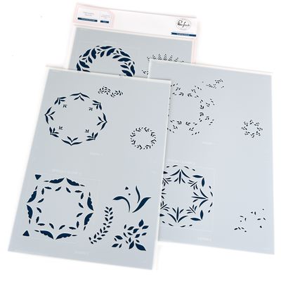 PinkFresh Studio - Beautiful Life Collection - Floral Kaleidoscope - Layered Stencil - 266325 - 3 pcs