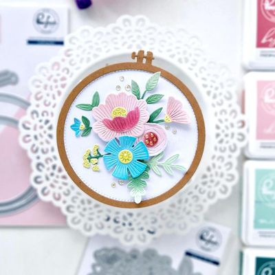 PinkFresh Studio - Beautiful Life Collection - Embroided Blooms - Layered Stencil - 266525 -  3pce