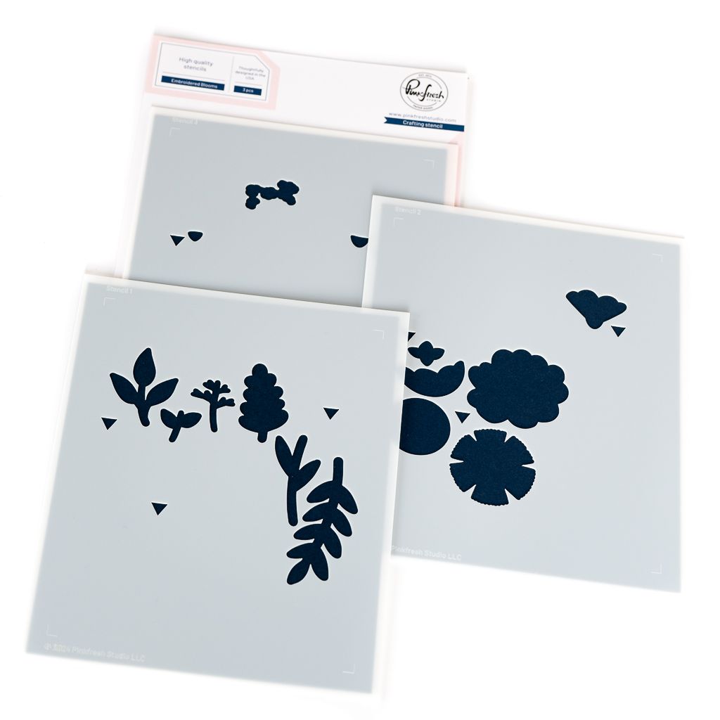 PinkFresh Studio - Beautiful Life Collection - Embroided Blooms - Layered Stencil - 266525 -  3pce