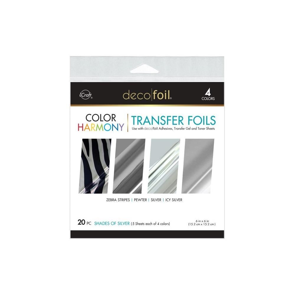  Deco Foil - Harmony Packs - Transfer Foils - Shades of Silver - 6&quot; x 6&quot; - 20pcs - 5423