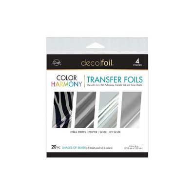  Deco Foil - Harmony Packs - Transfer Foils - Shades of Silver - 6&quot; x 6&quot; - 20pcs - 5423