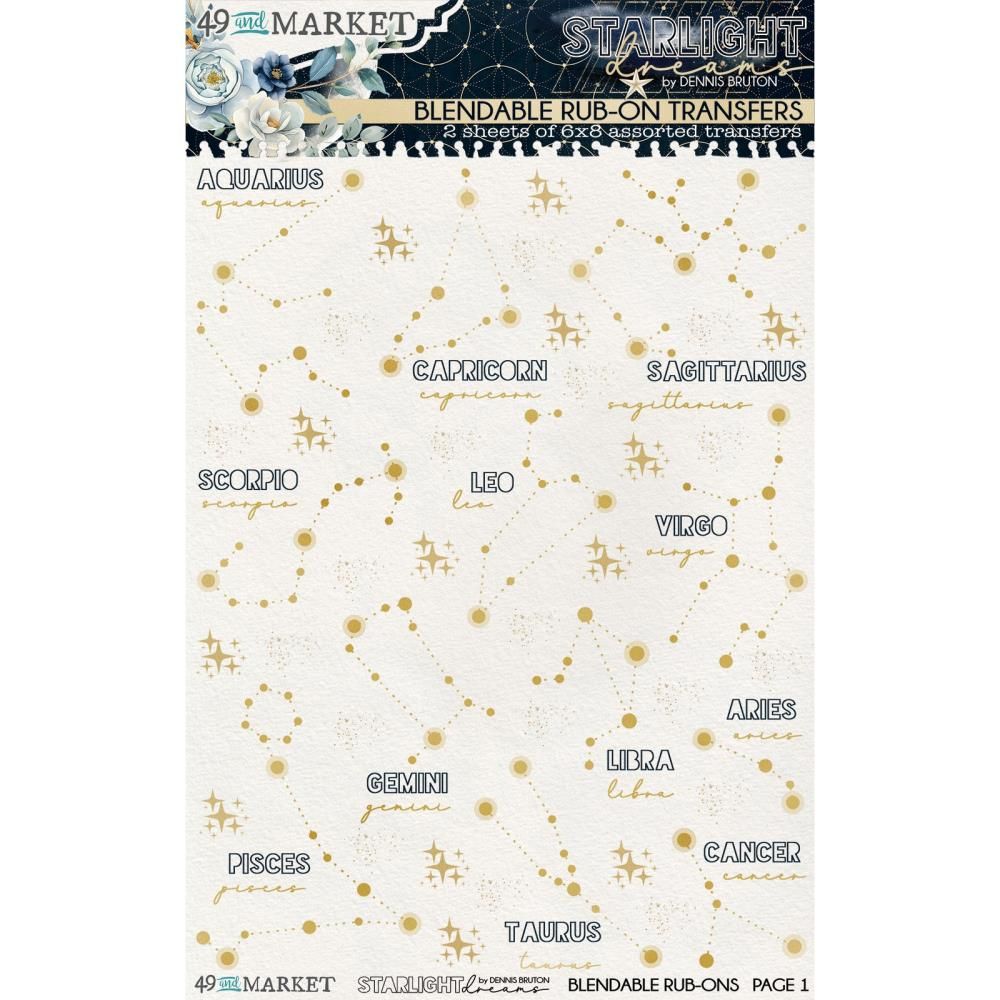 49 &amp; Market - Starlight Dreams Collection - Rub On Transfer Set - Blendable - DSD30679- 6&quot; x 8&quot; - 3 sheets