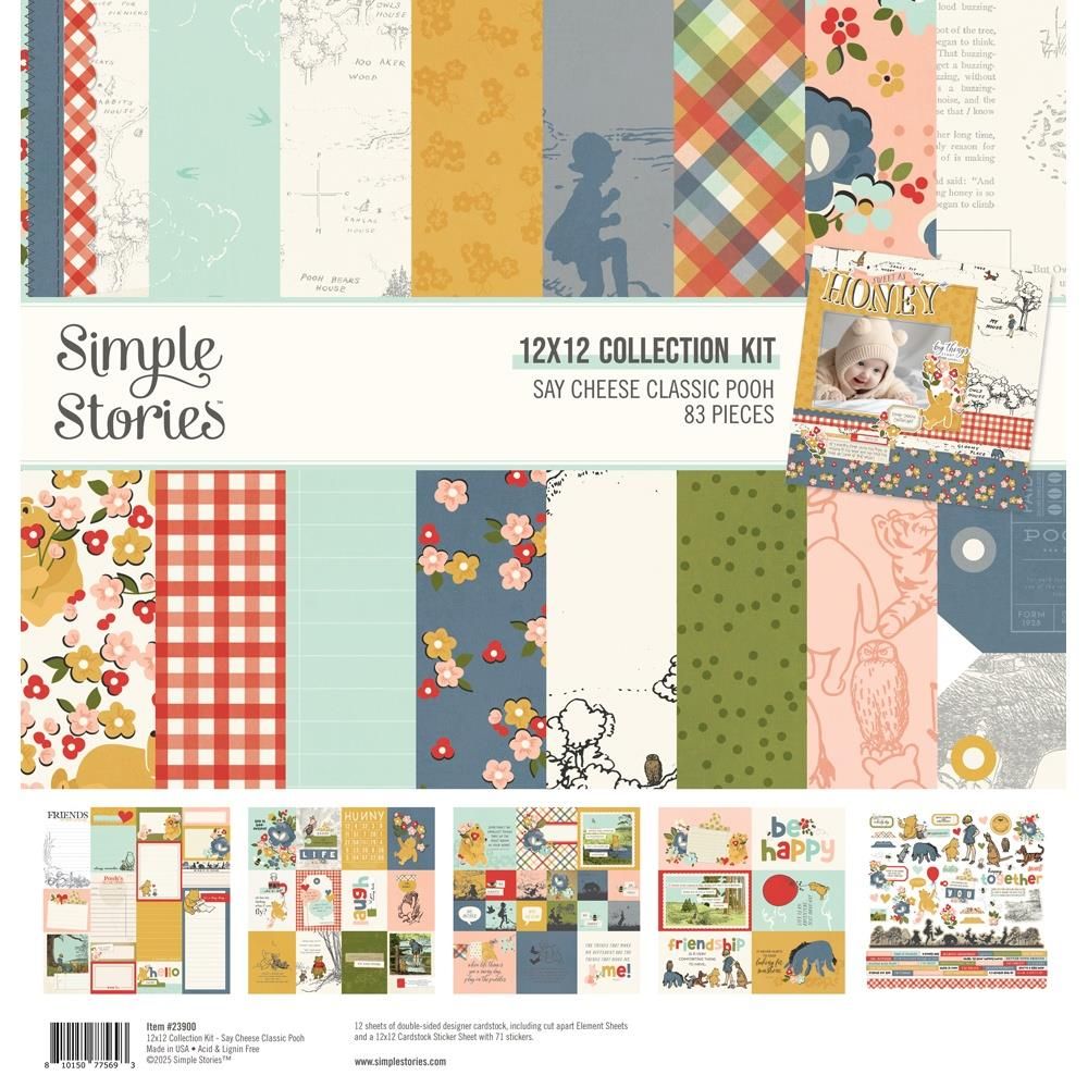 Simple Stories - Say Cheese Classic Pooh Collection - 12&quot; x 12&quot; - Paper Pack - 23900 - 12 sheets