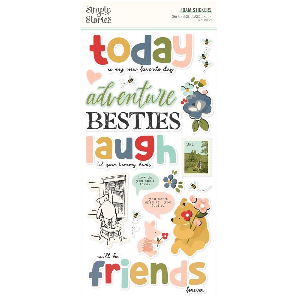 Simple Stories - Say Cheese Classic Pooh Collection - Foam Stickers - 6&quot; x 12&quot; - 23928 - 32 pcs