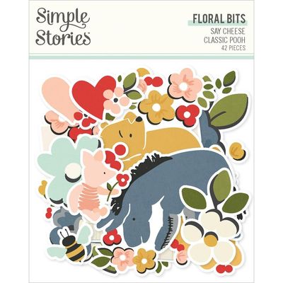 Simple Stories - Say Cheese Classic Pooh Collection - Die Cuts - Bits &amp; Pieces - Floral - 23923 - 42 pcs