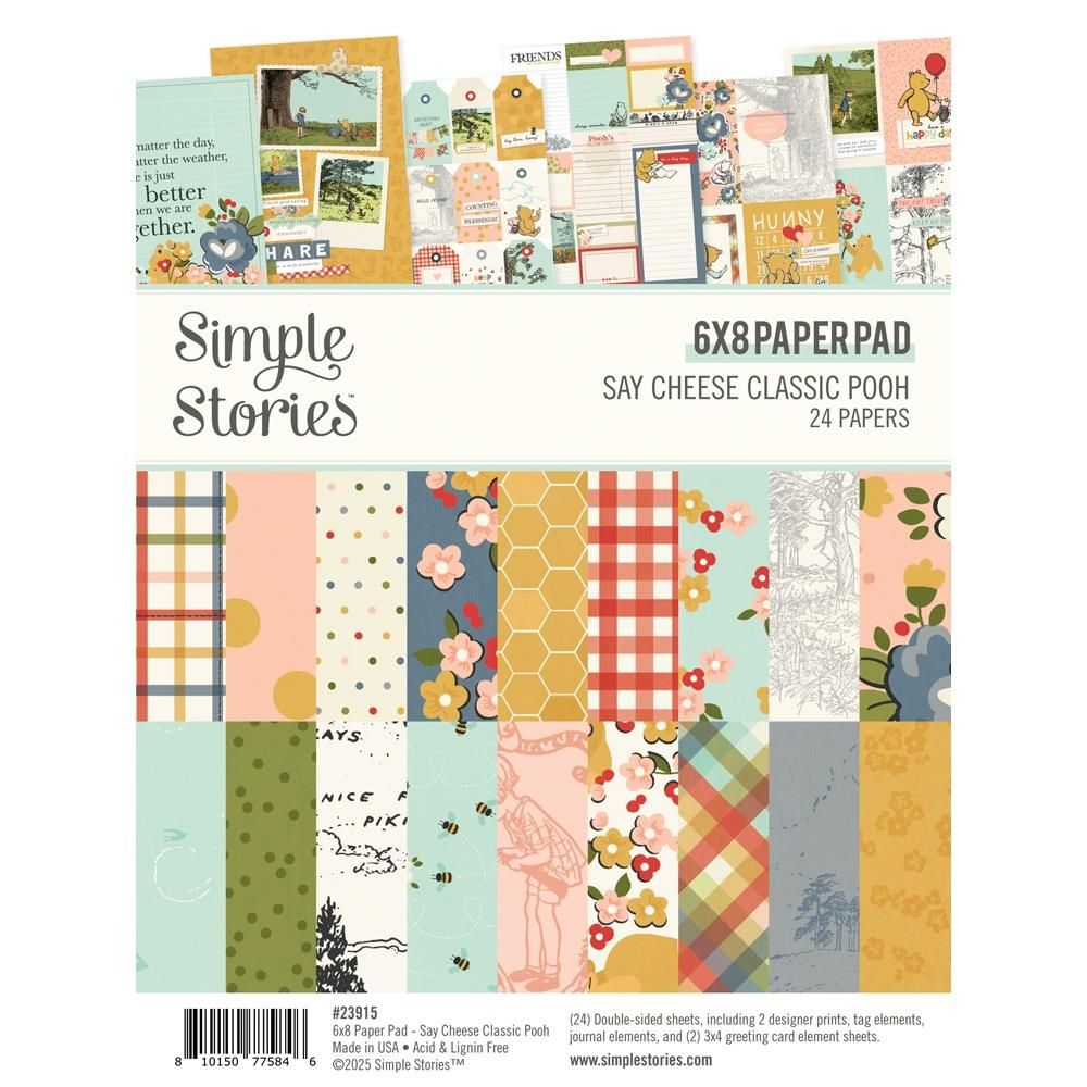 Simple Stories - Say Cheese Classic Pooh Collection - 6&quot; x 8&quot; - Paper Pad - 23915 - 24 Sheets