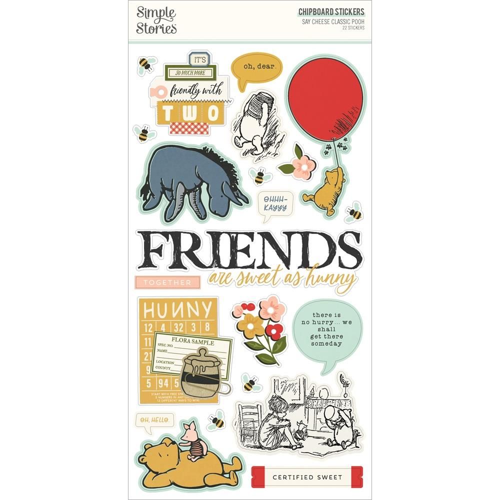 Simple Stories - Say Cheese Classic Pooh Collection - Chipboard Stickers - 6&quot; x 12&quot; - 23920 - 22 pcs