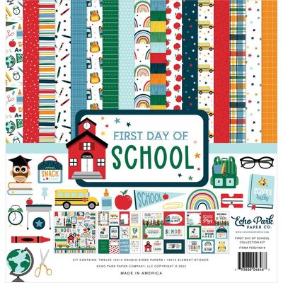 Echo Park Paper Co - 1st Day Of School Collection - 12 x 12 Paper Pack - FDS276016 - 10 sheets plus stickers