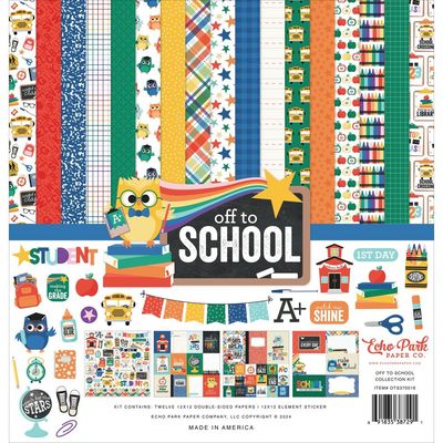 Echo Park Paper Co - Off To School Collection - 12 x 12 Paper  Pack - OTS370016 - 12 Sheets plus Stickers