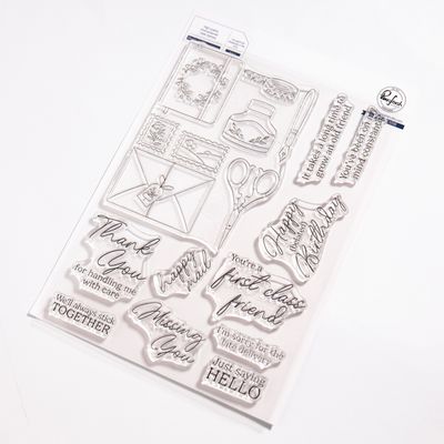 PinkFresh Studio - Pure Bliss Collection - Classic Correspondence - Clear Polymer Stamp - 6&quot; x 8&quot; - 267625 - 11 pcs