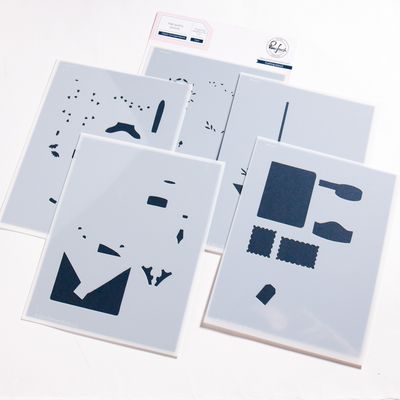 PinkFresh Studio - Pure Bliss Collection - Classic Correspondence - Layered Stencil - 267725 - 6 pcs