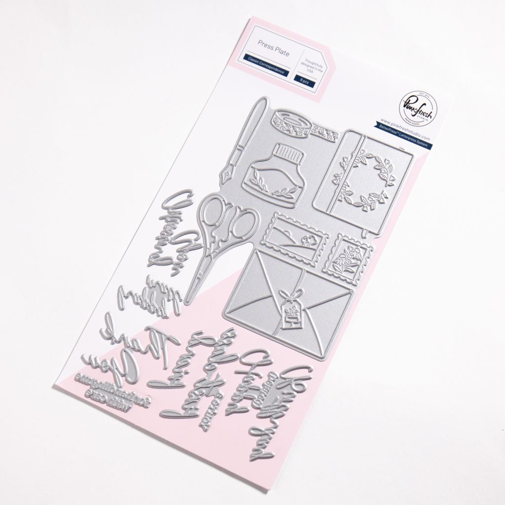 PinkFresh Studio - Pure Bliss Collection - Classic Correspondence - Press Plate - 267925 - 6 pcs
