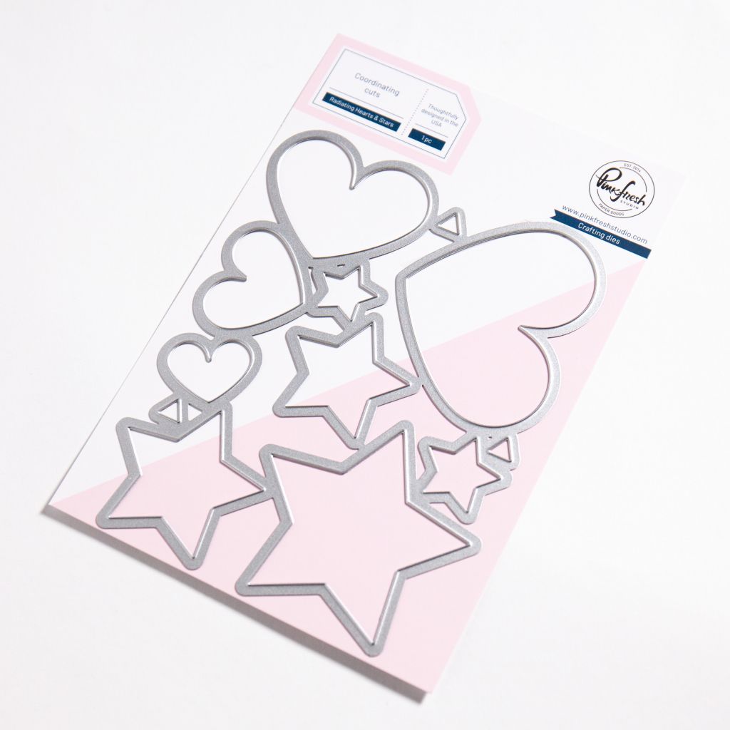 PinkFresh Studio - Pure Bliss Collection - Radiating Hearts &amp; Stars - Die Set - 268225 - 1 pce