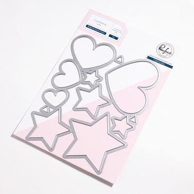 PinkFresh Studio - Pure Bliss Collection - Radiating Hearts &amp; Stars - Die Set - 268225 - 1 pce