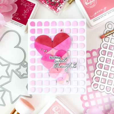 PinkFresh Studio - Pure Bliss Collection - Radiating Hearts &amp; Stars - Layered Stencil - 268325 - 6 pcs